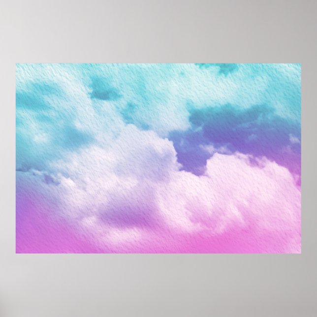 Affiche nuage doux fantastique avec couleur dégradé pastel (Devant)