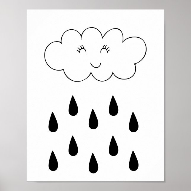 Affiche nuage et gouttes de pluie pour la chambre  (Devant)