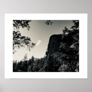 Affiche Nuage et rocher Yosemite noir et blanc