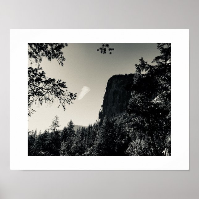 Affiche Nuage et rocher Yosemite noir et blanc (Devant)
