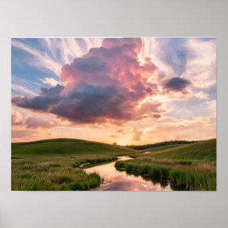 Affiche Nuage rose dramatique au coucher du soleil sur une