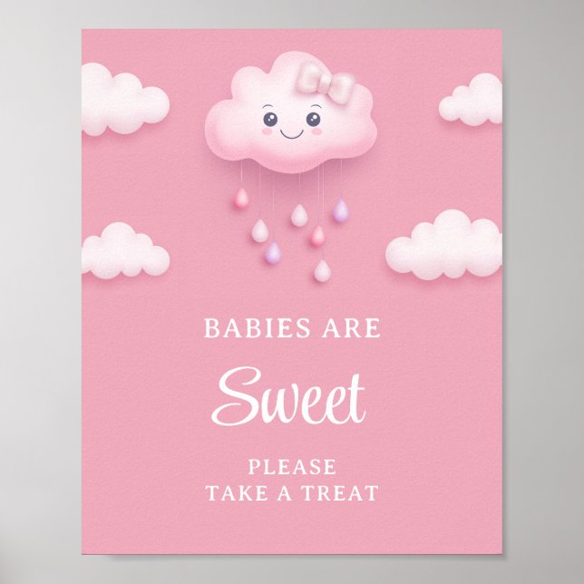 Affiche Nuage rose pastel doux neuf filles bébés sont doux (Devant)