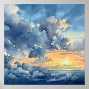 Affiche Nuages à Dawn Peinture Art Imprimer l'affiche
