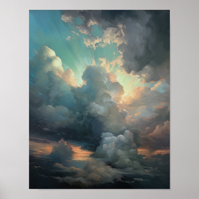 Affiche Nuages à Dawn Peinture Art Imprimer l'affiche (Devant)