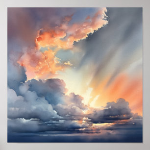 Affiche Nuages à Dawn Peinture Art Imprimer l'affiche