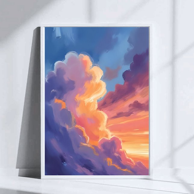 Affiche Nuages de coucher de soleil | Peinture de ciel à l (Créateur téléchargé)