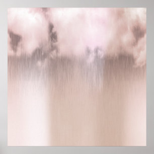 Affiche Nuages de jour pluvieux Rose Rose Or Blanc