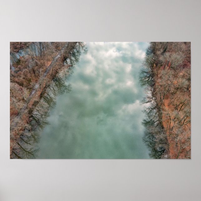 Affiche Nuages de rivière Schuylkill reflétant (Devant)