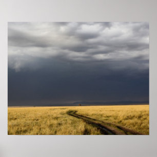 Affiche Nuages d'orage et route à travers les plaines gaze