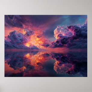 Affiche Nuages Dramatiques Surréalistes Avec Coucher de So