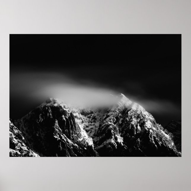 Affiche Nuages en pose longue noir et blanc au-dessus d'un (Devant)