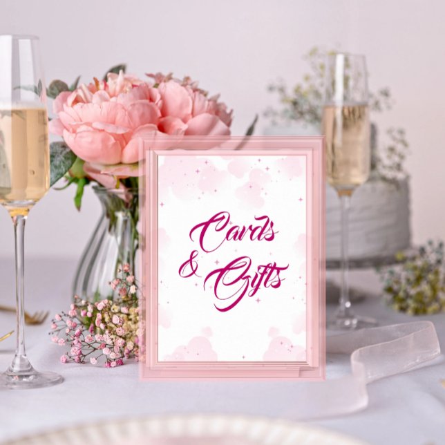 Affiche Nuages et étoiles de Fée rose Cartes et cadeaux (Créateur téléchargé)