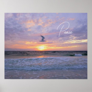 Affiche Nuages lumineux au-dessus du coucher du soleil