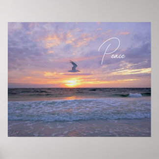 Affiche Nuages lumineux au-dessus du coucher du soleil