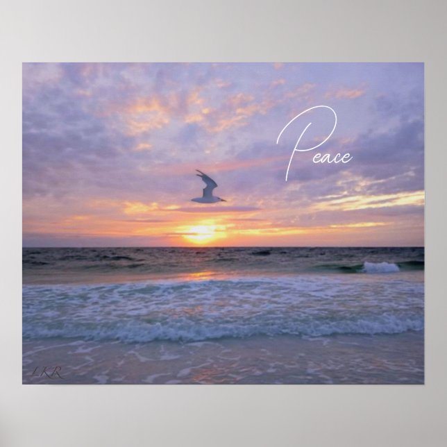 Affiche Nuages lumineux au-dessus du coucher du soleil (Devant)