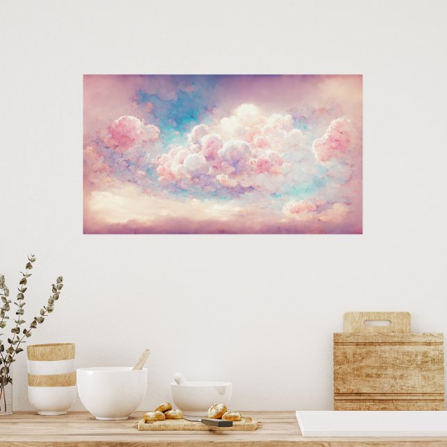 Affiche Nuages Pastel Rose Cloudscape Art (Cuisine)