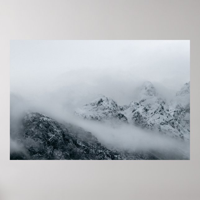 Affiche Nuages qui s'écoulent sur les montagnes (Devant)