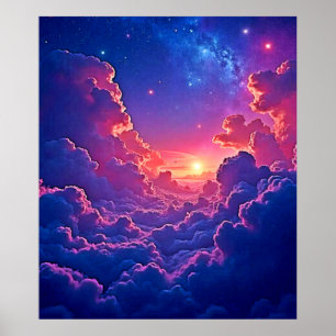 Affiche Nuages Rêveurs : Magie Artistique du Coucher de So