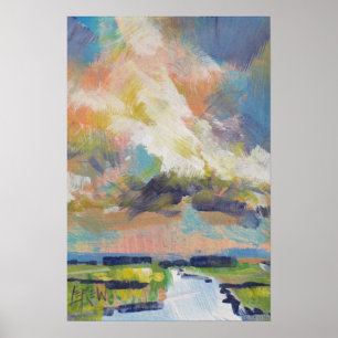 Affiche Nuages sur la peinture de marais / Artiste Larry L