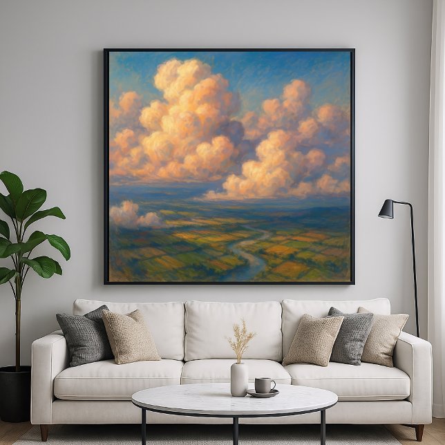 Affiche Nuages sur paysage - Style de peinture au pastel (Créateur téléchargé)