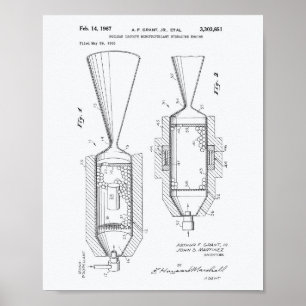 Affiche Nucléaire Moteur isotopique 1963 Brevet Art Livre 