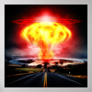 Affiche Nuclear explosion mushroom cloud illustration