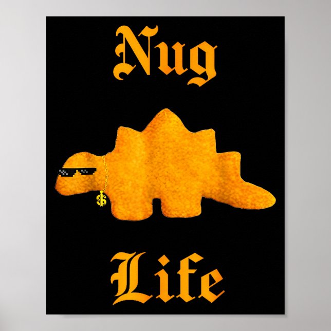 Affiche Nug Life Dinosaur Chicken Nugget Funny Retro  (Devant)