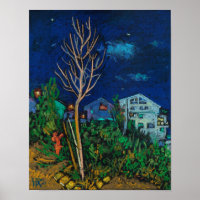 Nuit à Haïfa, Paysage Cityscape Peinture Art