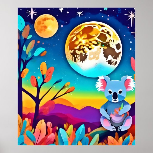 Affiche Nuit au Clair de Lune d'un Koala (Devant)