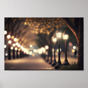 Affiche Nuit au Park avec éclairage Bokeh