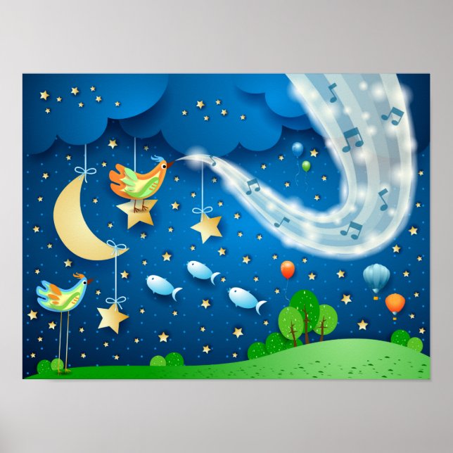 Affiche Nuit avec musique et oiseaux (Devant)