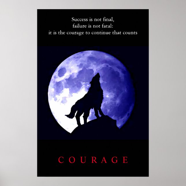 Affiche Nuit bleue du loup Motivation Courage (Devant)