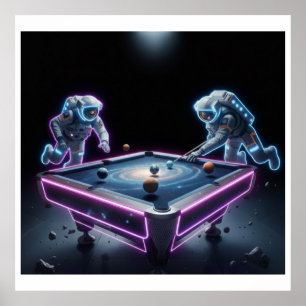 Affiche Nuit de billard galactique – Des astronautes jouan