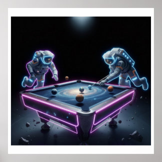 Affiche Nuit de billard galactique – Des astronautes jouan