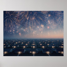 Nuit de feux d'artifice suburbains liminaires