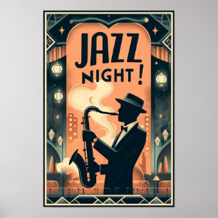Affiche Nuit de jazz à la Nouvelle-Orléans - Art Vintage
