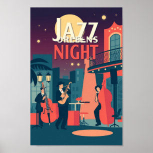 Affiche Nuit de jazz à la Nouvelle-Orléans - Art Vintage