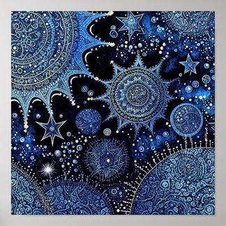 Affiche Nuit de Noël Bleu et Blanc