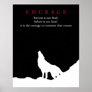 Affiche Nuit de pleine lune du loup Motivation Courage
