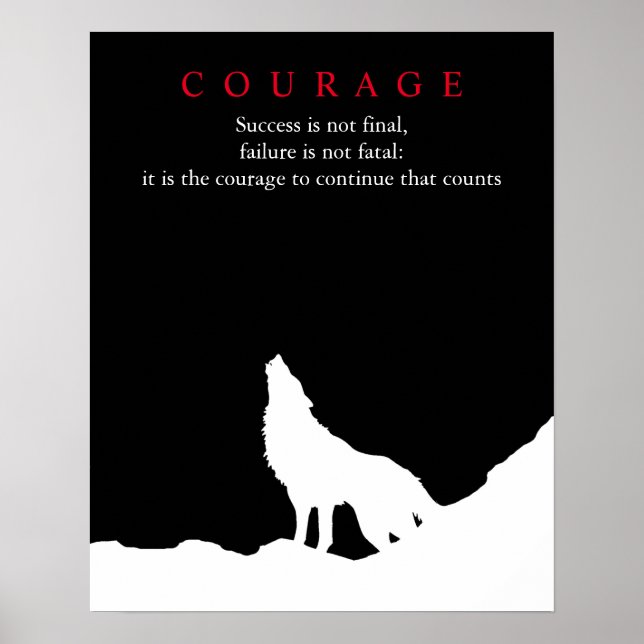 Affiche Nuit de pleine lune du loup Motivation Courage (Devant)