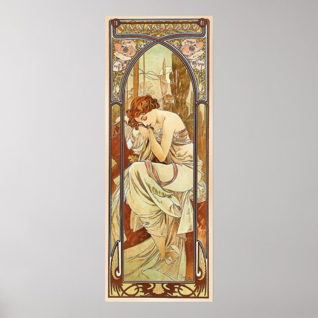 Affiche Nuit de repos Vintage Nouveau par Alphonse Mucha (Devant)