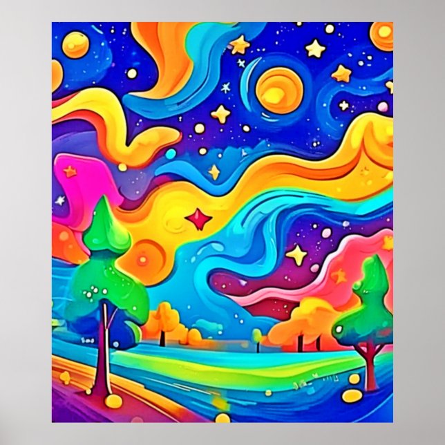 Affiche Nuit de rêve : paysage étoilé (Devant)