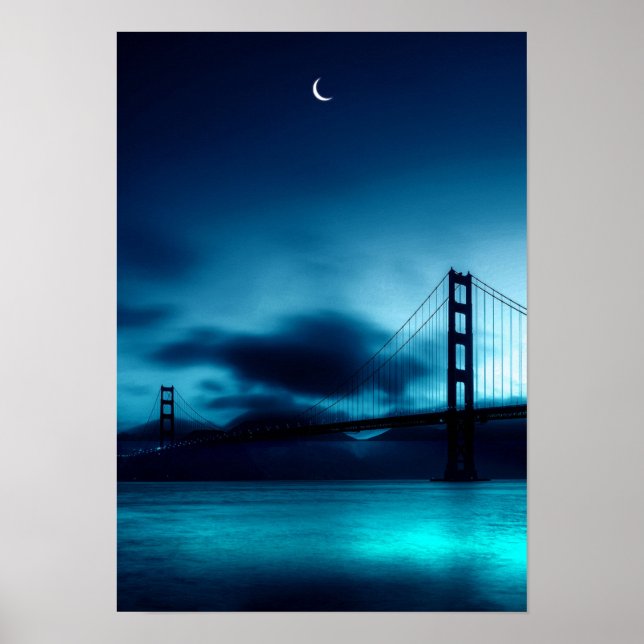 Affiche Nuit d'été magique avec croissant et pont (Devant)