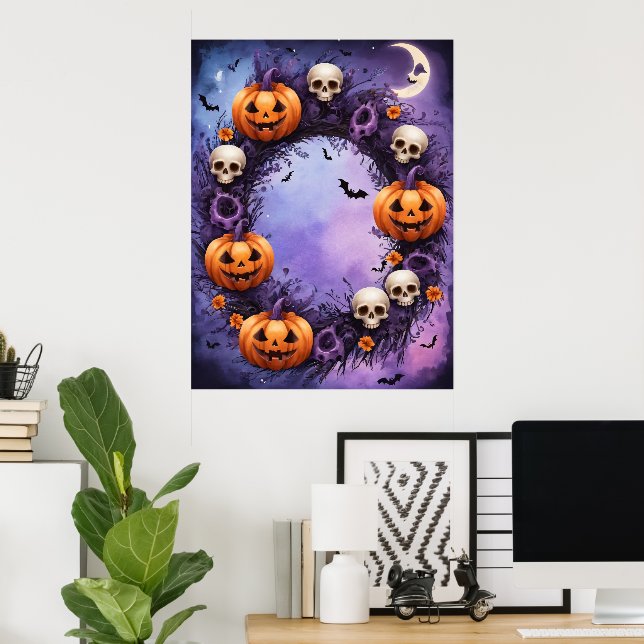 Affiche Nuit d'Halloween enchantée (Bureau à domicile)