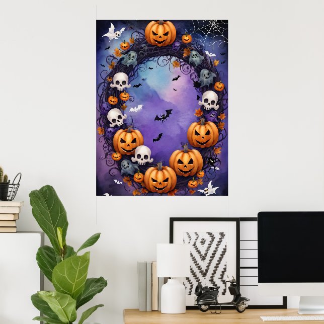 Affiche Nuit d'Halloween enchantée (Bureau à domicile)