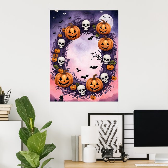 Affiche Nuit d'Halloween enchantée (Bureau à domicile)