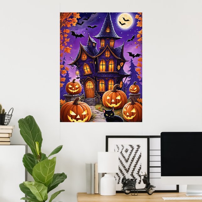 Affiche Nuit d'Halloween enchantée (Bureau à domicile)