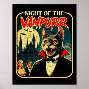 Affiche Nuit Du Vampurr Drôle Chat Halloween