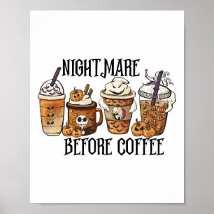 Affiche Nuit effrayante avant café Citrouille épice Hallow
