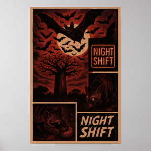 Affiche Nuit en pleine nature - Chauves-souris, Civets & B